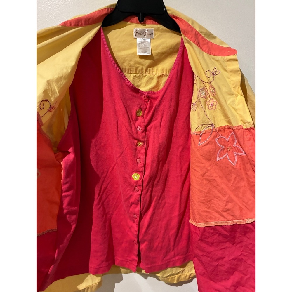 Bobbie Brooks Plus Size 18W/20W Colorblock Floral Embroidered Shirt - Picture 3 of 6